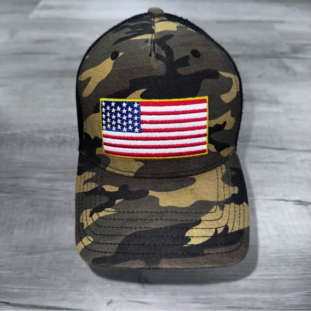 Camouflage American Flag Snapback Trucker Hat Cap- Ugly Stuff Supply Brand Camo
